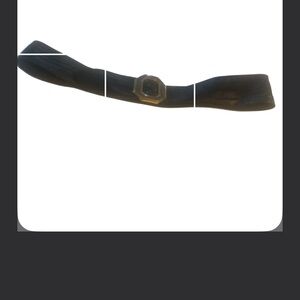 Vintage Black Leather Belt with Gold And Silver Fabulous Geometric Buckle Sz Med